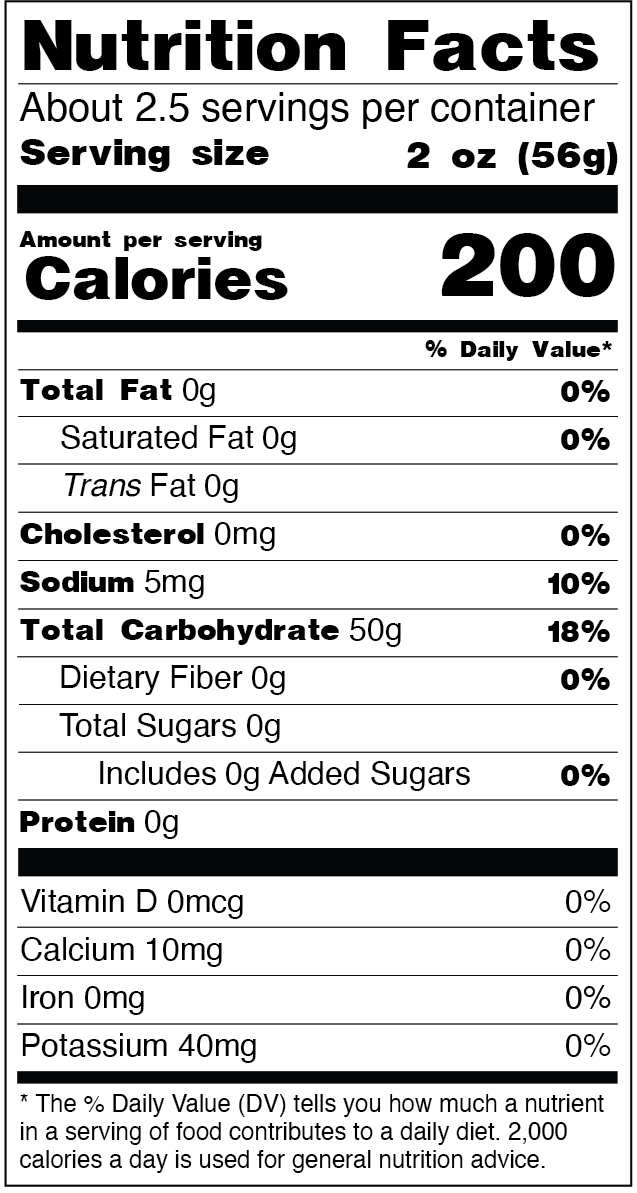 Kuzukiri Glass Noodles — Nutrition Facts