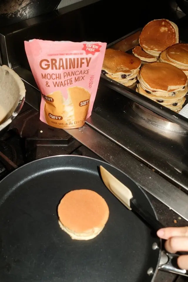 Grainify mochi pancakes on the griddle